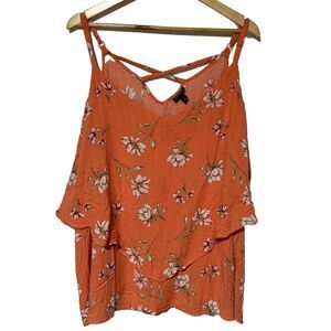 Torrid Sleeveless Summer Womens Shirt Top Sz. 3X Orange Floral Flowers